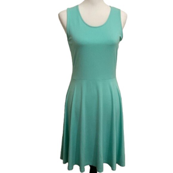 Charming Charlie Mini Dress Womens Small Fit Flare Aqua Stretch Knit Spring - Picture 1 of 11